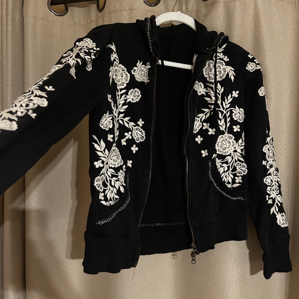 Free People Embroidered Black Jacket